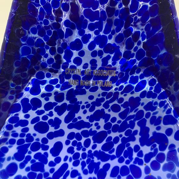 Crystal Art Associates Pyramid Triangle Blue Modernist Glass Oil Lamp Poland - Picture 2 of 8